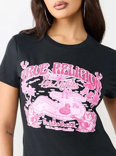 True Religion Women's Crystal Pool Party Crewneck T-shirt In Black