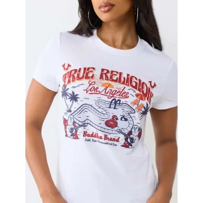 True Religion Women's Crystal Pool Party Crewneck T-shirt In White