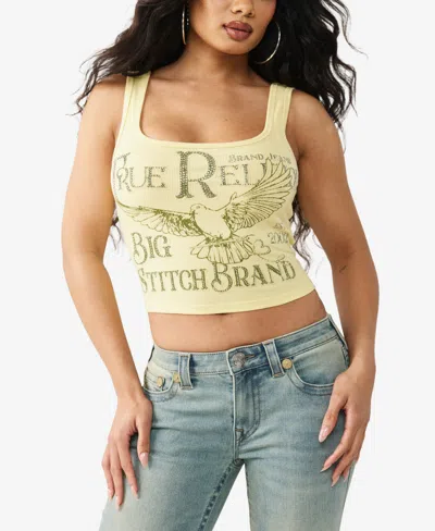True Religion Women's Crystal Printed Rib Tank Top In Yellow