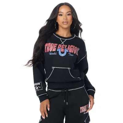 True Religion Women's Crystal Relaxed Sweatshirt In Blue