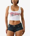 True Religion Women's Crystal Rib Crop Tank Top In White