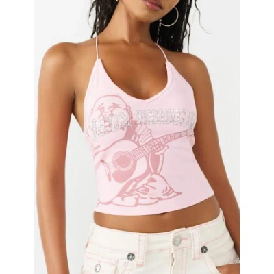 True Religion Women's Crystal Ribbed Cami Top In Pink