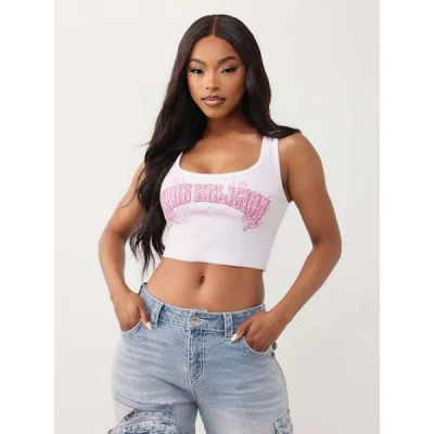 True Religion Women's Crystal Ribbed Tank Top In White