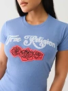 True Religion Women's Crystal Rose Short Sleeve Crew T-shirt In Blue