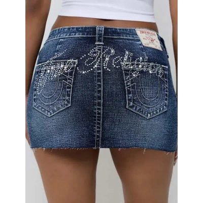 True Religion Women's Crystal Sadie Mini Skirt In Blue