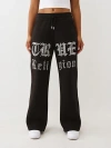 True Religion Crystal Wide Leg Drawstring Pants In Black