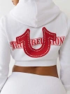 True Religion Women's Crystal Shrunken Hoodie In White