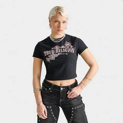 True Religion Women's Crystal Snake Baby T-shirt In Black