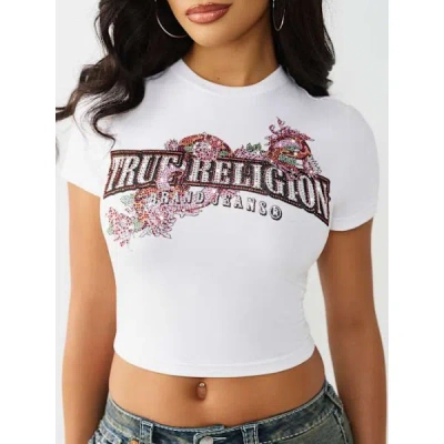 True Religion Women's Crystal Snake Baby T-shirt In White