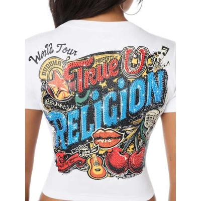 True Religion Women's Crystal Soulful Baby T-shirt In White