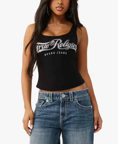 True Religion Crystal Logo Tank In Black