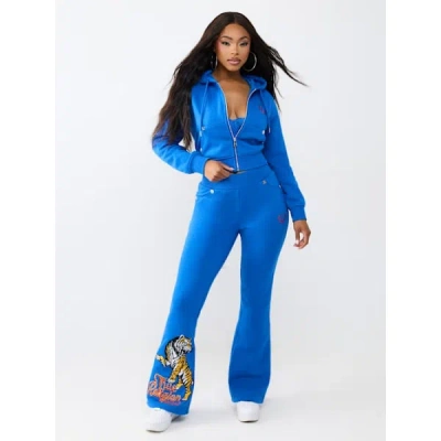 True Religion Women's Crystal Tiger Bootcut Pant In Blue