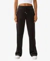 True Religion Women's Crystal Velour Straight Leg Pants In Black