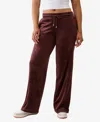 True Religion Rhinestone Velour Straight Leg Drawstring Pants In Burgundy