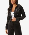 True Religion Women's Crystal Velour Zip Hoodie In Black