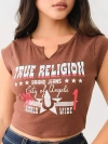 True Religion Women's Crystal Western Notch Baby T-shirt In Brown