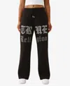 True Religion Crystal Wide Leg Drawstring Pants In Black