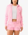 True Religion Women's Crystal Wing Classic Zip Hoodie Sweatshirt In Prism Pink