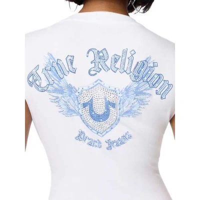 True Religion Women's Crystal Wing Plunge T-shirt In White