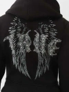 True Religion Women's Crystal Wing Shrunken Zip Hoodie In Black