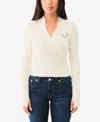 True Religion Rib Knit Quarter-zip Mock Neck Sweater In Winter White