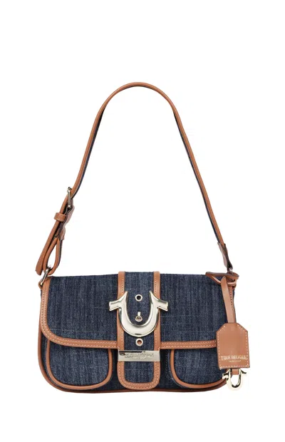 True Religion Women's Dark Denim Double Pocket Satchel Bag In Blue