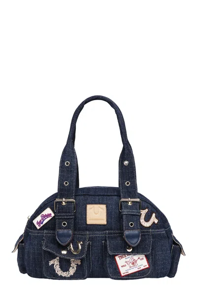 True Religion Women's Dark Denim Multi Patch Satchel Bag In Blue