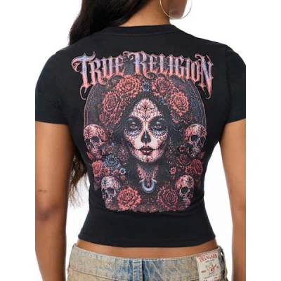 True Religion Women's Day Of The Dead Graphic Baby T-shirt In Black