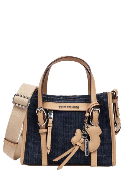True Religion Women's Denim Dangle Mini Tote Bag In Dark Denim In Blue