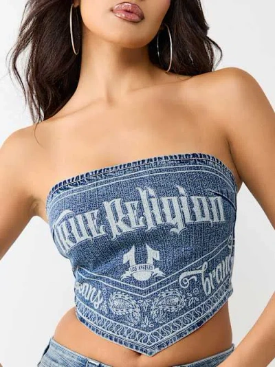 True Religion Women's Denim Scarf Top In Blue