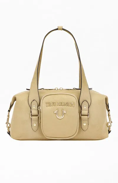True Religion Women's East/west Suede Horseshoe Satchel Bag In Tan