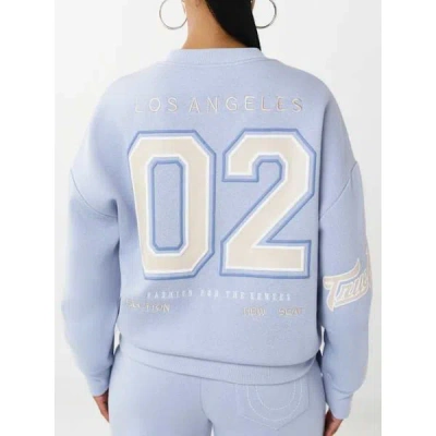 True Religion Women's Embroidered Boyfriend Pullover Sweatshirt In Blue