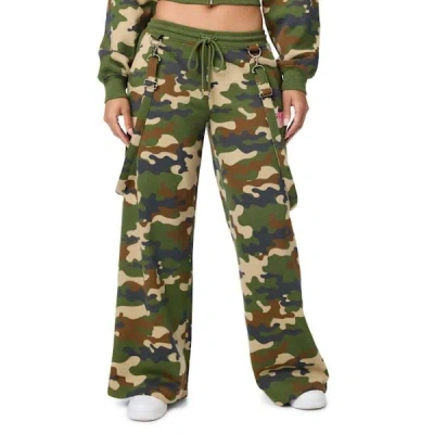 True Religion Women's Embroidered Camo Overall Baggy Sweatpant In Green
