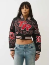 True Religion Women's Embroidered Cropped Bomber Jacket In Black