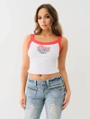 True Religion Women's Embroidered Cropped Ringer Tank Top In White