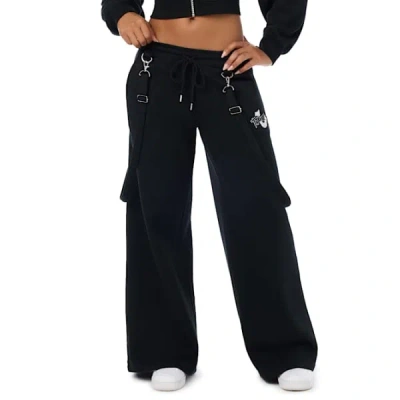 True Religion Women's Embroidered Overall Baggy Sweatpant In Black