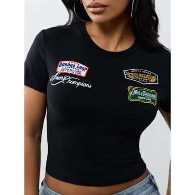 True Religion Women's Embroidered Patch Baby T-shirt In Black