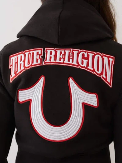 True Religion Women's Embroidered Shrunken Hoodie In Black