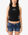 TRUE RELIGION WOMEN'S EMBROIDERED SIDE ROUCHED TANK