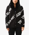 True Religion Women's Faux Fur Collar Cardigan Sweater In Jet Black