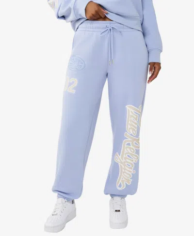 True Religion Women's Fleece Boyfriend Jogger Pants In Blue