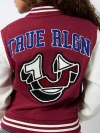 True Religion Women's Fleece Patch Varsity Jacket