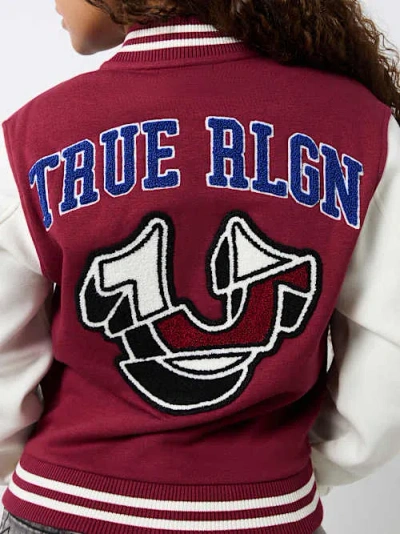 True Religion Women's Fleece Patch Varsity Jacket