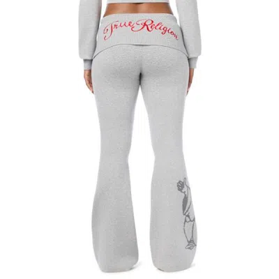 True Religion Women's Foldover Waistband Bootcut Sweatpant In Gray