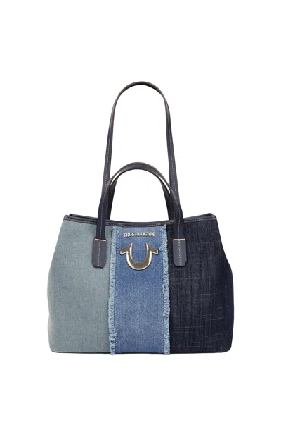 True Religion Women's Frayed Denim Horseshoe Tote Bag In Multi