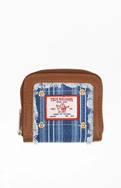 True Religion Women's Frayed Thin Striped Small Zip Wallet In Cognac