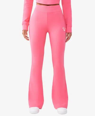 True Religion Women's French Terry Boot Cut Pants In Pink