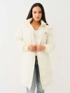 True Religion Women's Fur Trim Hooded Longline Puffer Jacket In Neutral