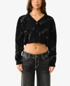 True Religion Women's Fuzzy Logo Cardigan Sweater In Jet Black