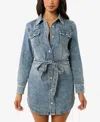 True Religion Women's Georgia Shirt Belted Denim Dress In California Poppy